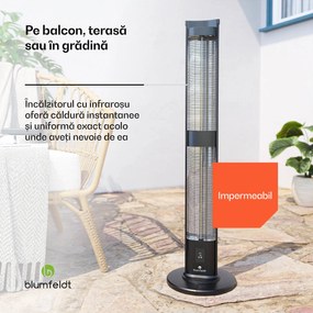 Blumfeldt BlazeTower încălzitor cu infraroșu| 3000 W, exterior, 3 niveluri, IP45, telecomandă, timer