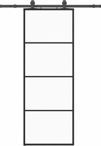 vidaXL Ușă glisantă cu set de feronerie neagră 76x205 cm Sticlă ESG