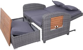 Canapea de grădină gri din ratan artificial Bari – Garden Pleasure