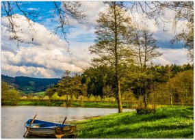 Tablou - Barcă pe lac (70x50 cm)