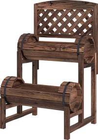Outsunny Strat de Gradină Înălțat cu Grilaj pe 2 Nivele, Jardinieră din Lemn cu Picioare și Orificii de Scurgere | Aosom Romania