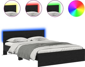 vidaXL Cadru de pat Stejar Negru 135 x 190 cm Lemn compozit