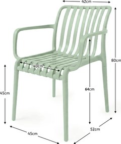 Scaun din plastic TREGO cu brate, verde