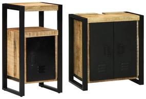 vidaXL Set de mobilier pentru baie 2 pcs Maro Lemn de mango brut
