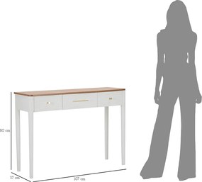 Consola, Matera, Mauro Ferretti, 107 x 37 x 80 cm, lemn frasin/lemn pin/MDF/fier, alb/maro