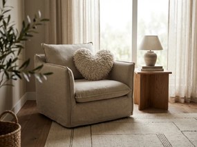 Perna decorativa ROMEO HEART 45x45 cm, crem