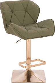 HR111KW Scaun Khaki Piele Ecologica Premium Soft cu Bază Aurie