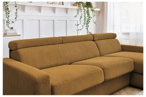 Colțar galben muștar extensibil cu tapițerie din catifea reiată (cu colț variabil) Monaco – Bobochic Paris