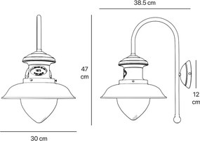 Aplica de perete exterior IP44 realizata manual din alama Amalfi
