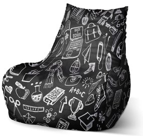 Sac de șezut Bean școală alb-negru - pentru copii, negru