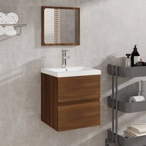 Dulap cu chiuveta de baie si oglinda, stejar maro Stejar brun, 41 x 38.5 x 45 cm, cu oglinda