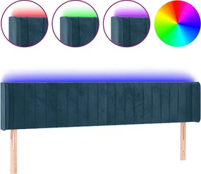 vidaXL Tăblie de pat cu LED, albastru închis, 163x16x78/88 cm, catifea