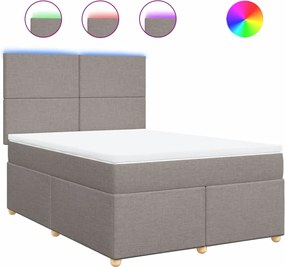 vidaXL Pat box spring cu saltea, gri taupe, 160x200 cm material textil