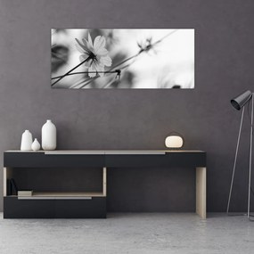 Tablou - Flori alb-negru (120x50 cm)