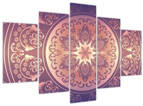 Tablou - Mandala pe gradient violet (150x105 cm)