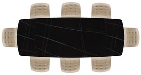 Masa ceramica extensibila Sahara Noir 140 x 90 x 75 cm
