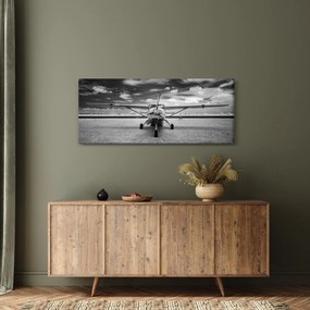 Tablou - Avion alb-negru și alb-negru (120x50 cm)