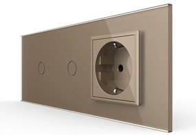 Intrerupator Simplu + Simplu + Priza LIVOLO cu Rama Din Sticla, Standard Italian, 6M