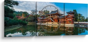 Tablou - Templul Byodo-in, Japonia (cu ceas) (90x30 cm)