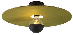 Lampă de tavan neagră umbră plată verde 45 cm - Combi