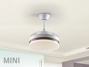 Lustra LED cu Ventilator si telecomanda, lame retractabile Mini Vento alb/bronz