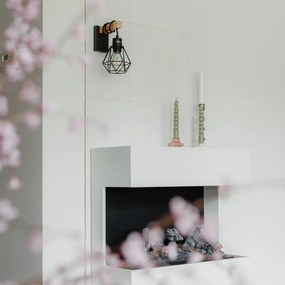 Aplică rustică neagră cu lemn - Chon