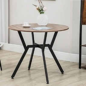 Masa rotunda de bucatarie Agatha, picior de masă din metal, blat 90 cm