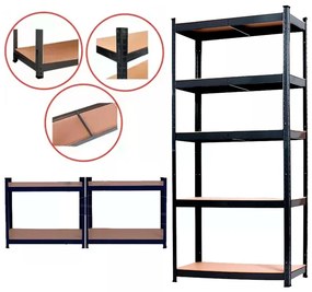 Raft rezistent 180x90x40 cm 175 kg negru