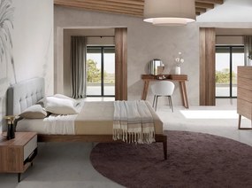 Pat dublu cu furnir din lemn Walnut, 160x200cm