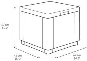 422802 Keter Taburet tip cub cu spațiu de depozitare, cappuccino, 228749