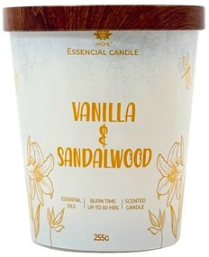 Lumânare Arome în sticlă cu capac metalic 255gVanilla & Sandalwood