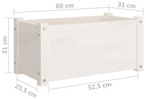 Jardiniere de gradina, 2 buc., alb, 60x31x31cm, lemn masiv pin 2, Alb