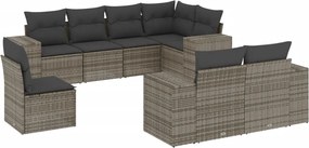 vidaXL Set canapele de grădină cu perne, 8 piese, gri, poliratan