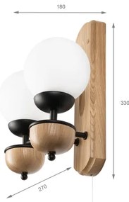 Aplică Brilagi COTTAGE 2xG9/40W/230V stejar/alb