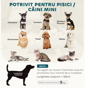PawHut Canapea Înălțată pentru Câini și Pisici cu Spătar, 47x40x20 cm, Gri | Aosom Romania