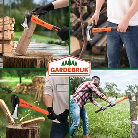 Set de topoare TOMS, topor și despicător, 2 bucăți, negru/portocaliu Gardebruk
