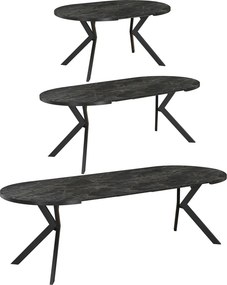 Masă de sufragerie extensibilă, beton închis/negru, 100-250x75,5 cm, LUKOS