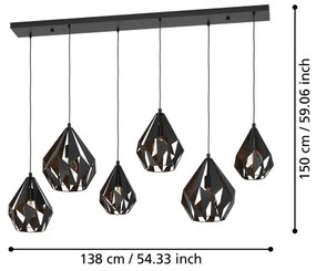 Lustră pe cablu CARLTON 6xE27/40W/230V Eglo 43846