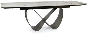 Set masa extensibila Infinity Ceramic alb/maro - L160-240 cm + 5 scaune Azalia piele olive