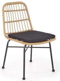 Scaun de gradina Hilda, lemn natural / negru