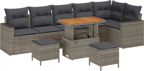 vidaXL Set de canapele pentru grădină 9 pcs Gri poliratan