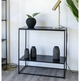 Masă consolă neagră cu blat negru 80x36 cm Vita – House Nordic