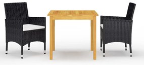 vidaXL Set mobilier de grădină cu perne, 3 piese, negru