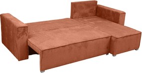 Canapea colt extensibila SMART COSARO teracota, cu colt bilateral + 2 perne CADOU