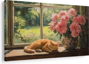 Tablou - Pisică la fereastră (90x60 cm)