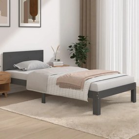 810462 vidaXL Cadru de pat single, gri, 90x190 cm, lemn masiv