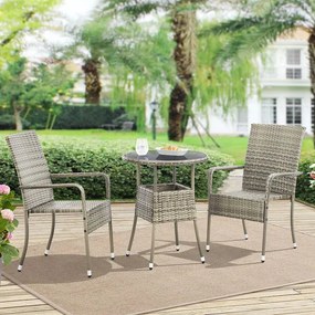 Juskys Masa rotundă Yoro din ratan Ø60 cm - gri