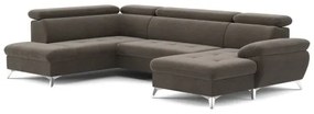 Canapea colțar extensibilă cu spațiu de depozitare CATANIA U stânga maro