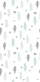 Tapet - Motiv pădure în albastru-gri