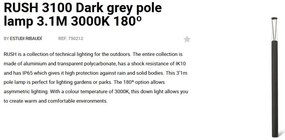 Stalp LED iluminat exterior simetric 180º IP65 RUSH 310cm 3000K